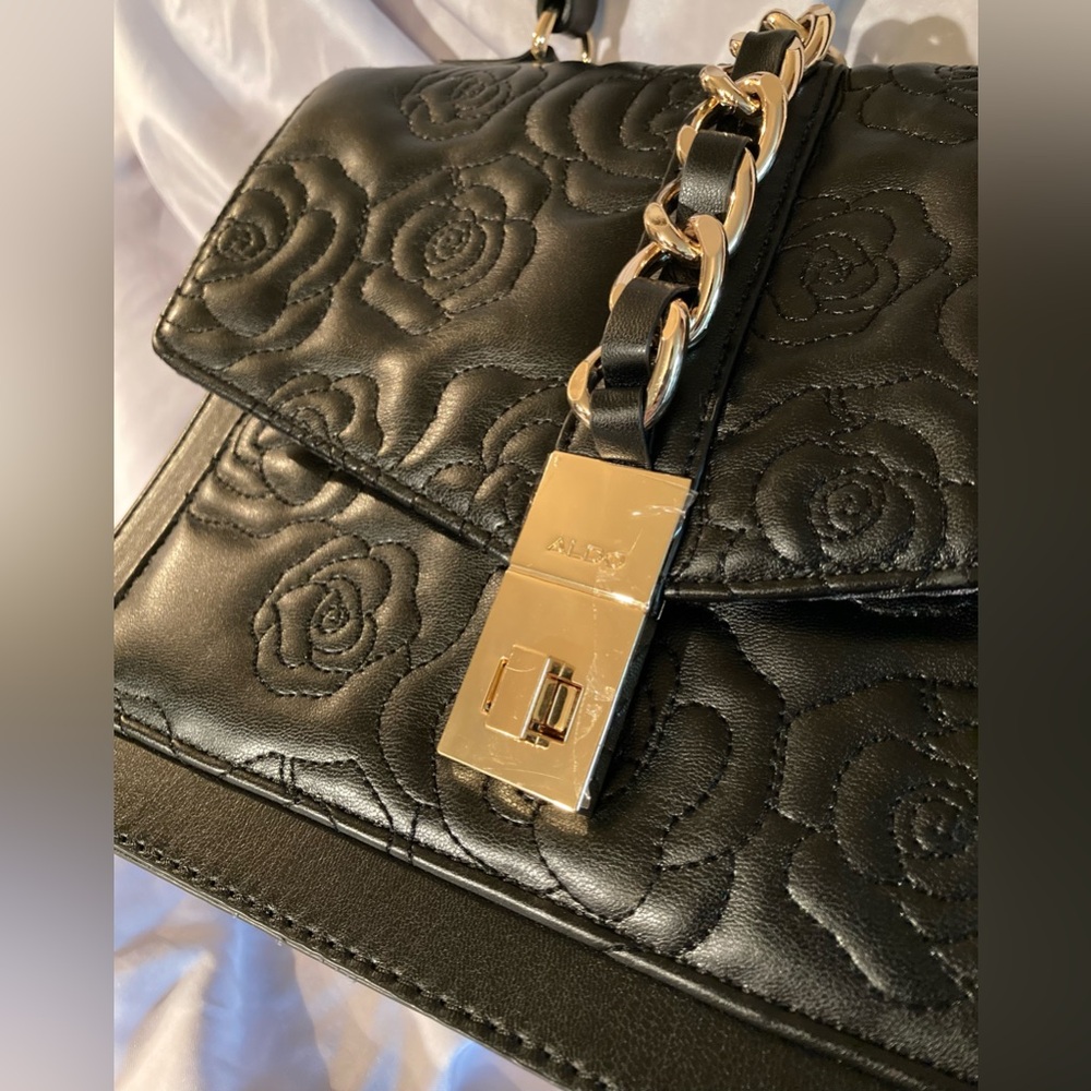 Black Rose ALDO Handbag With Removable Crossbody Strap
